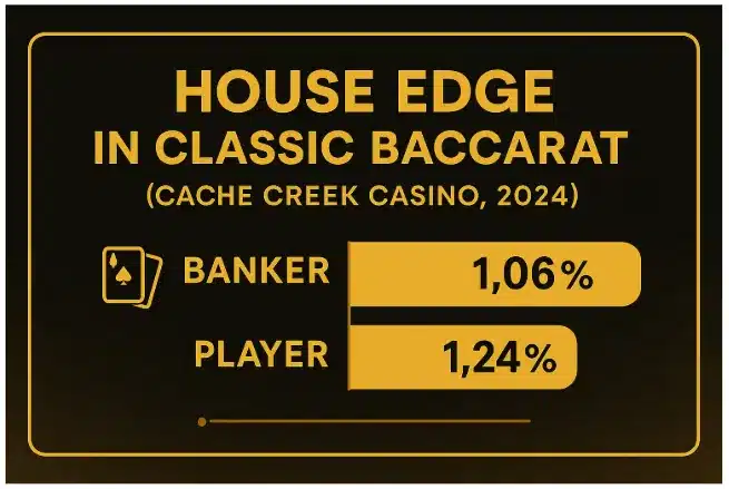 ค่า House Edge ในบาคาร่าแต่ละฝั่งตามข้อมูลปี 2024 จาก Cache Creek Casino